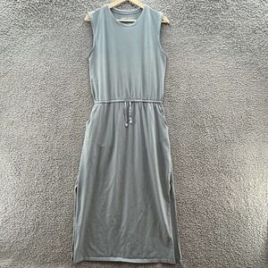 Pact Dress Green Organic Cotton Midi Tank Side Slit Pockets